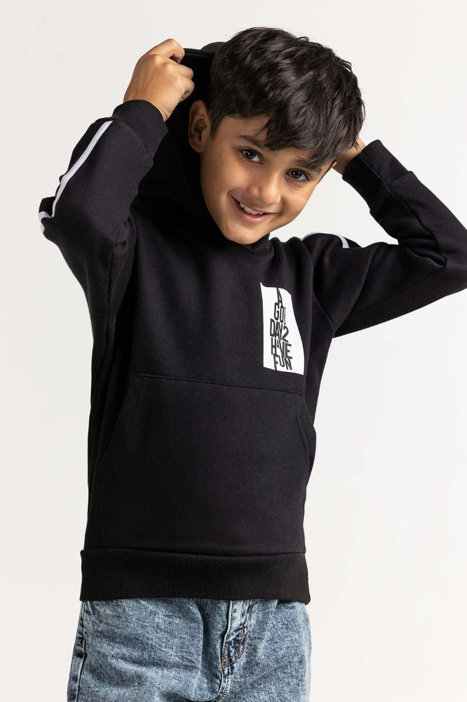 Black Printed Sweatshirt 224-312-018