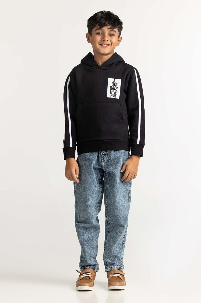 Black Printed Sweatshirt 224-312-018