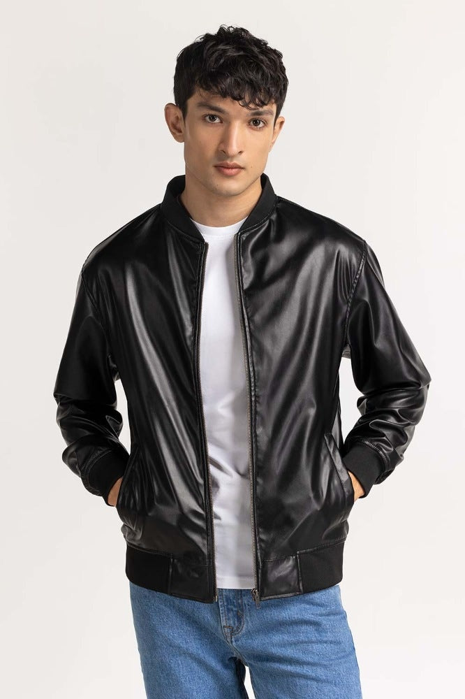 Black PU Jacket MN-JKT-WS23-260