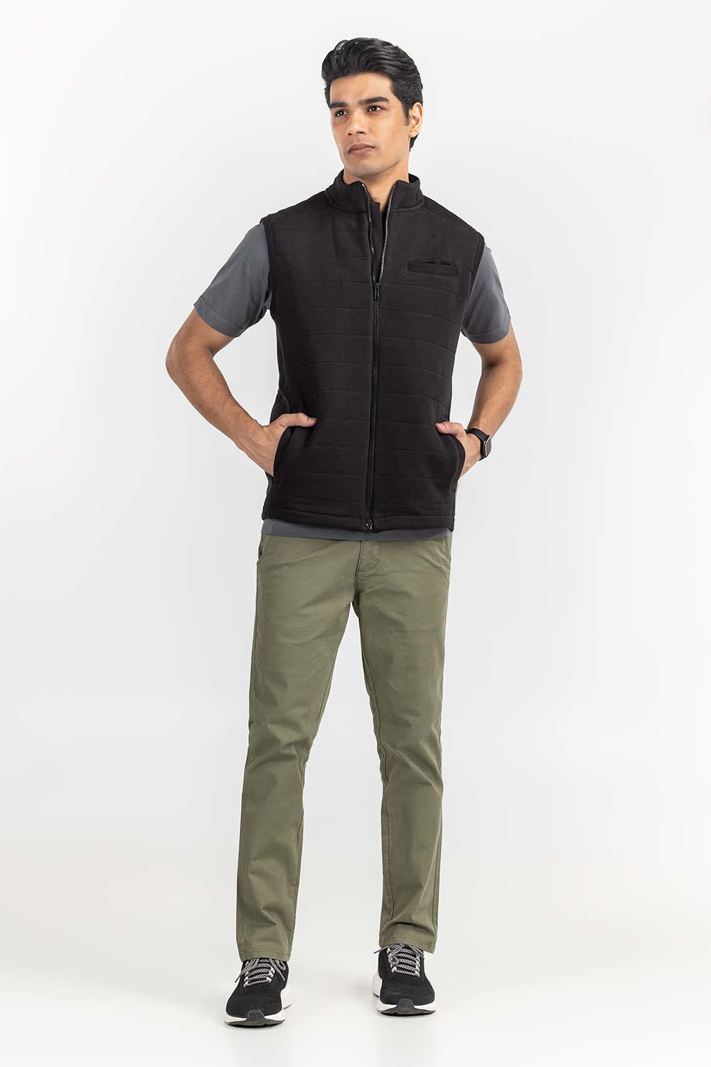 Black Quilted Gilet JKT-KNTVST22-025