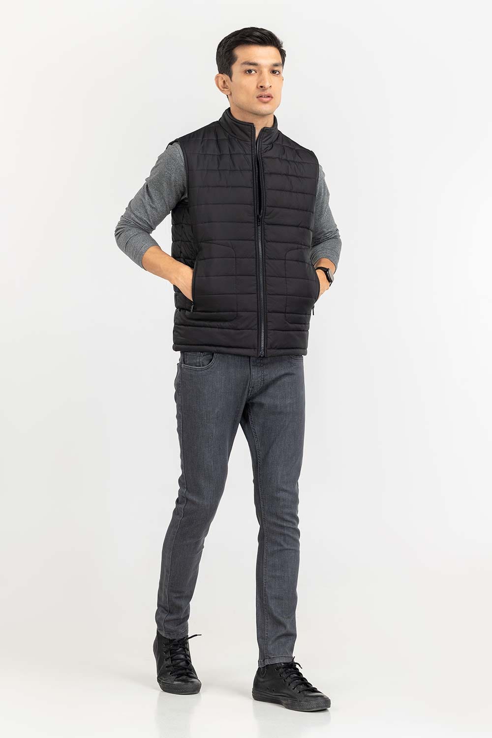 Black Quilted gilet JKT-WVST22-021