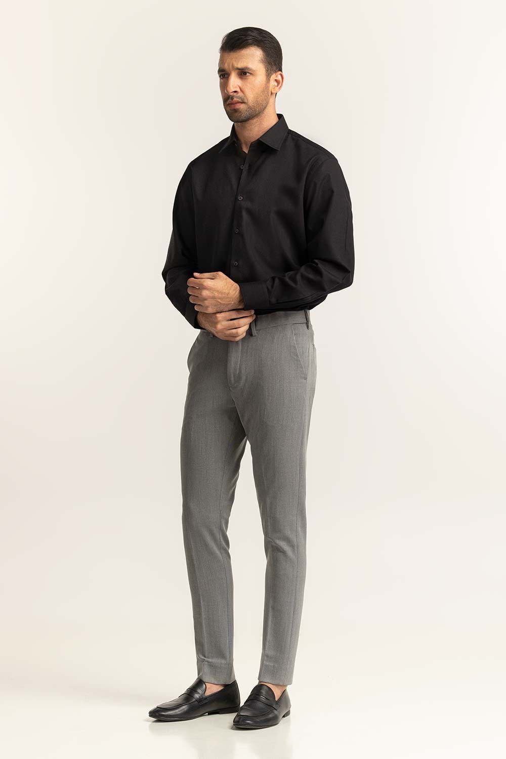 Black Self Textured Dress Shirt MN-FS-PD24-086