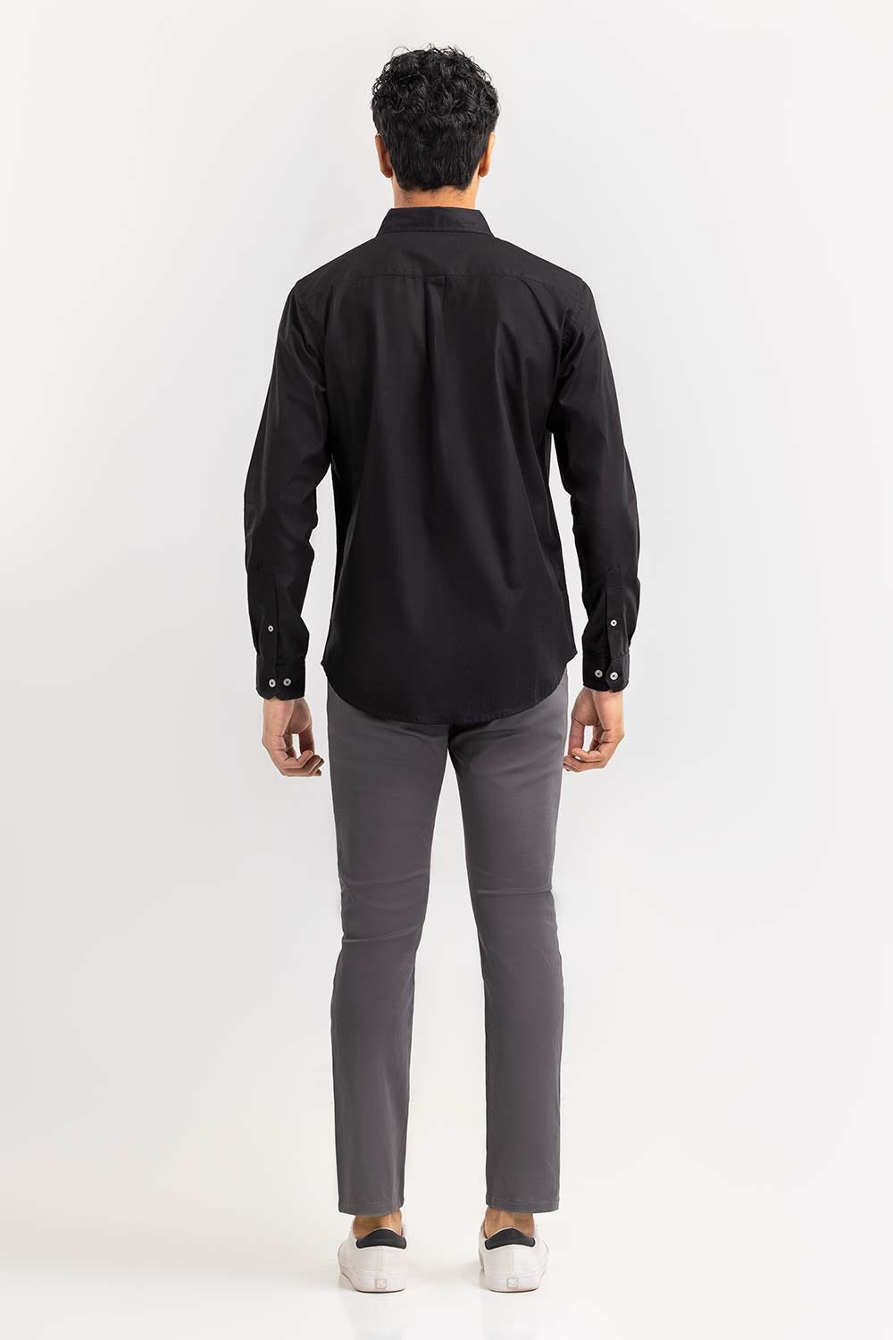 Black Solid Casual Shirt CS-PD22-008