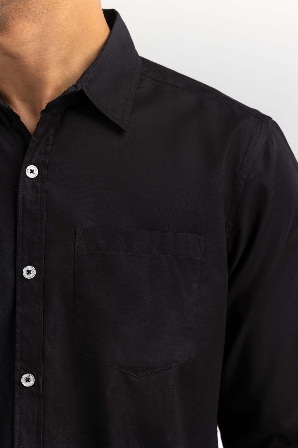 Black Solid Casual Shirt CS-PD22-008