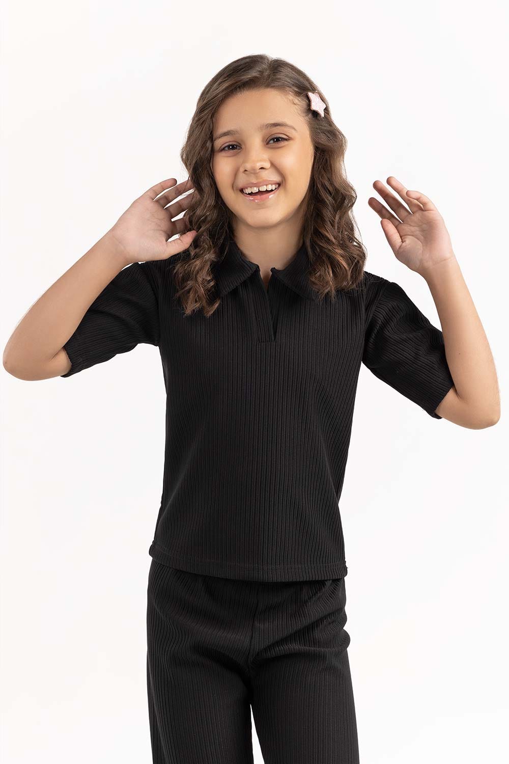 Toddler Girl Black Straight Trouser 224-412-075 B