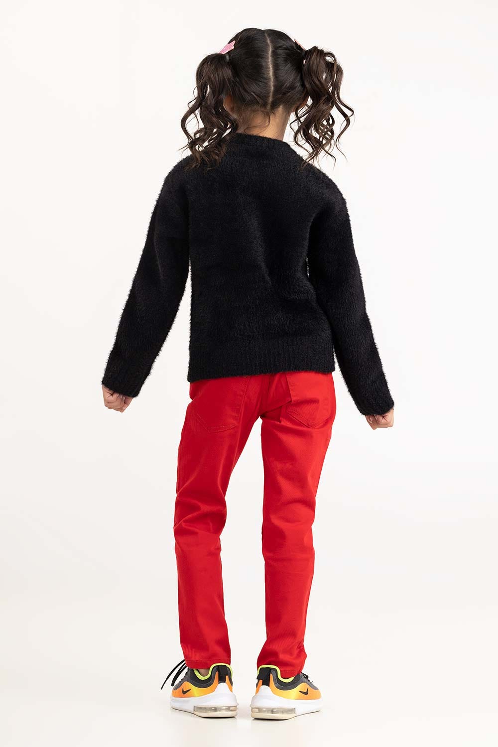 Toddler Girl Black Sweater With Round Neck 224-611-018