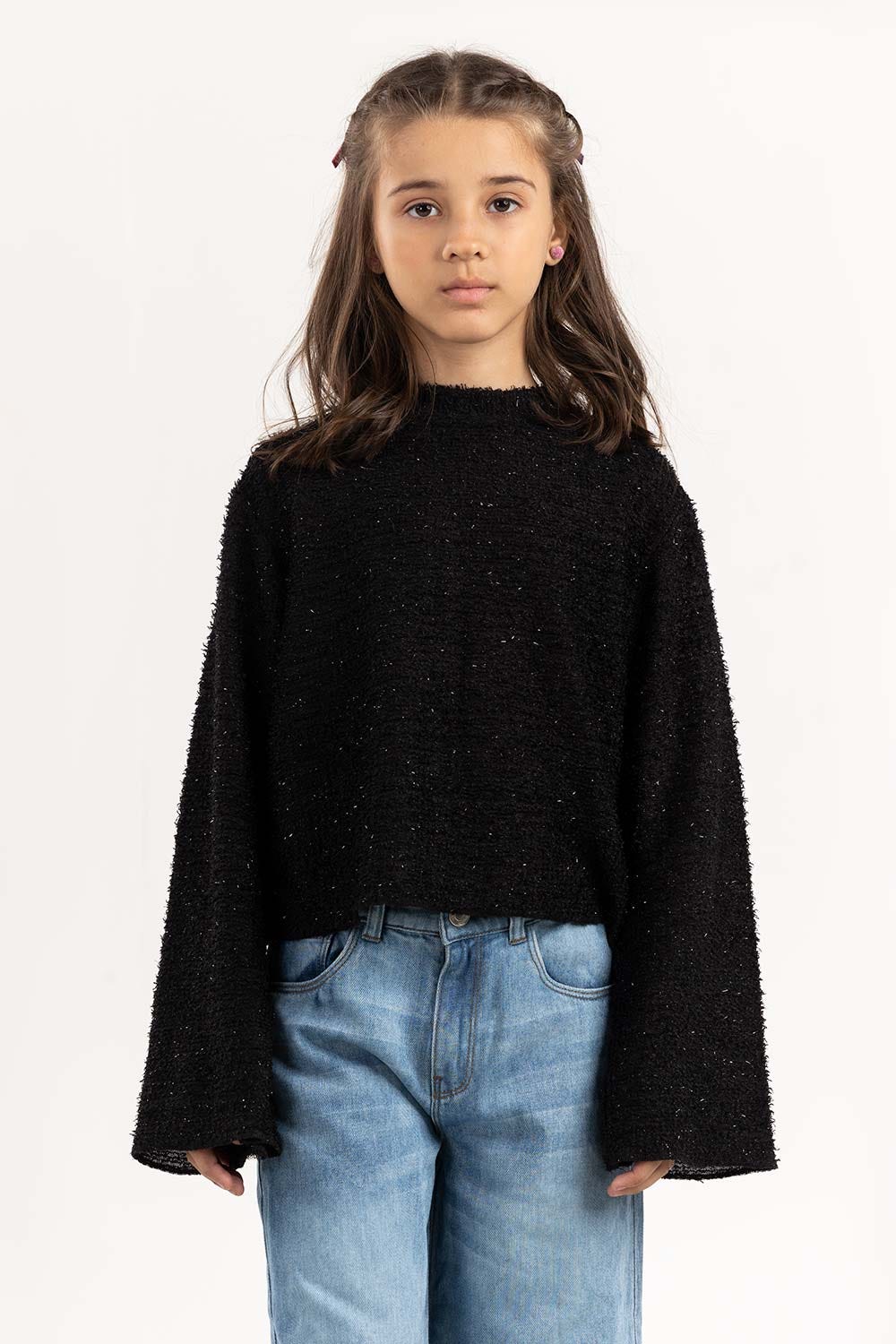 Girls Black Sweatshirt 224-412-072