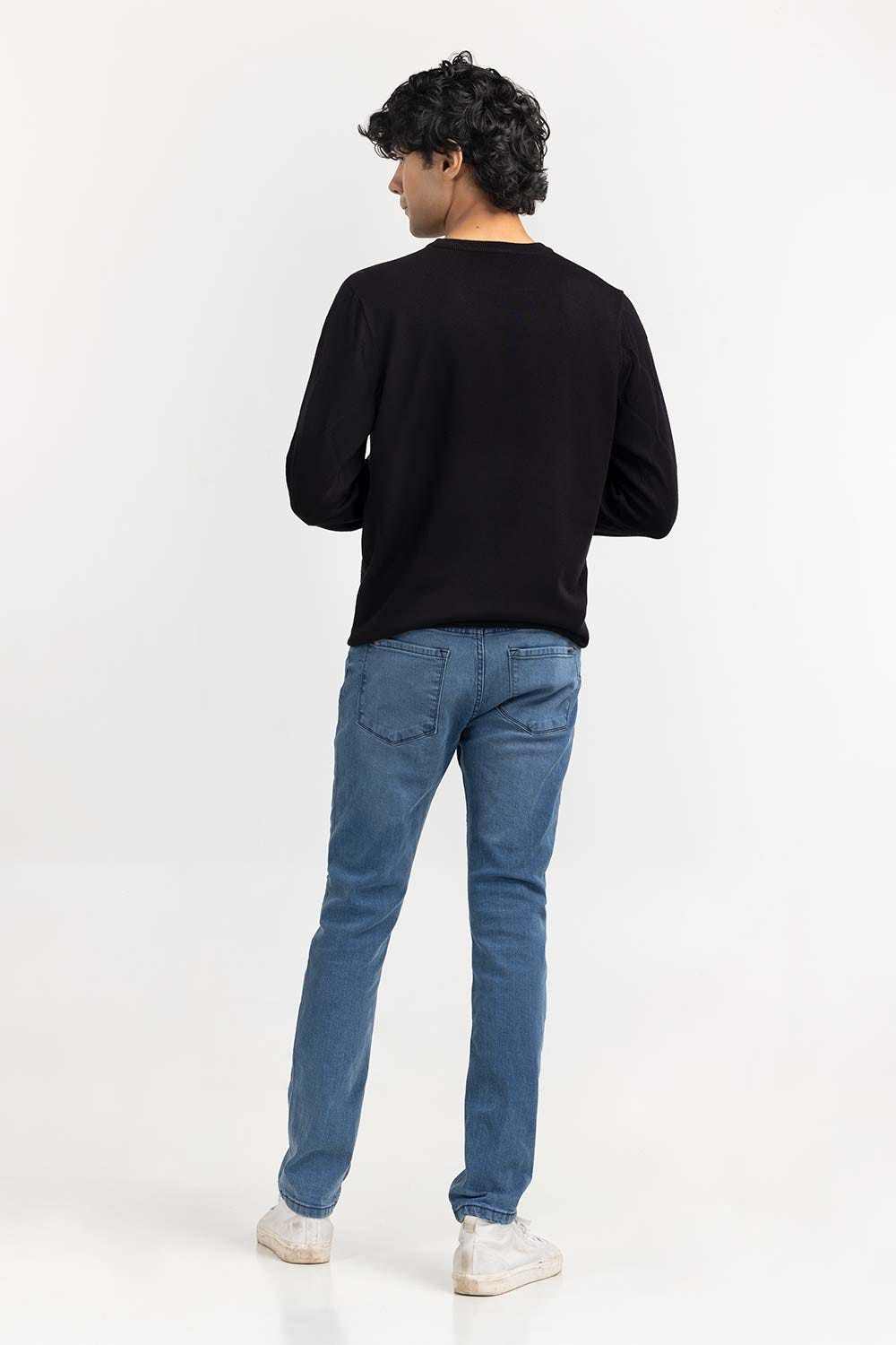 Black Textured Crew Neck Sweater SWT-FFSCN22-238