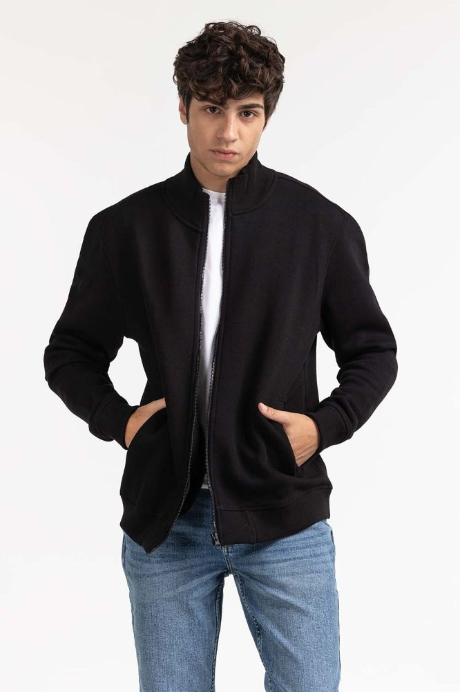 Black Textured Fashion Jacket MN-KNZ-WS23-004
