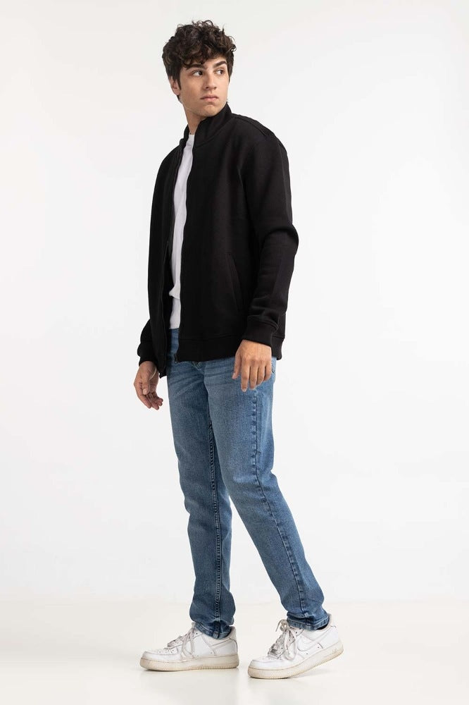 Black Textured Fashion Jacket MN-KNZ-WS23-004