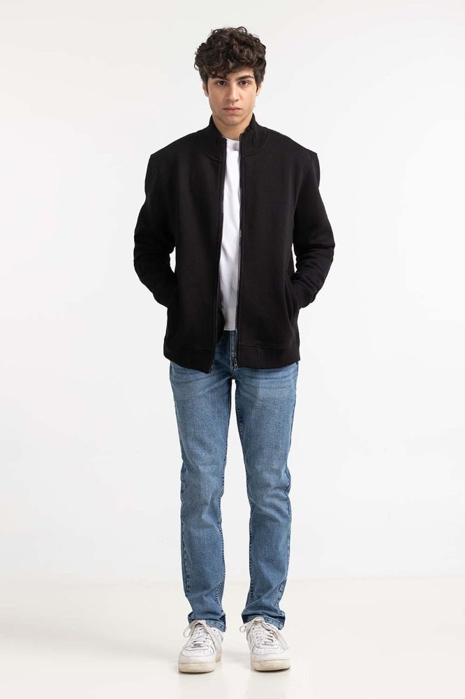 Black Textured Fashion Jacket MN-KNZ-WS23-004