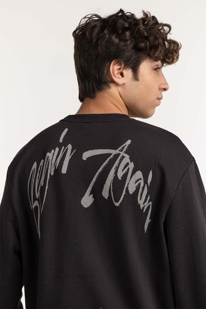 Black Textured Fashion Sweatshirt MN-SWS-WS23-013