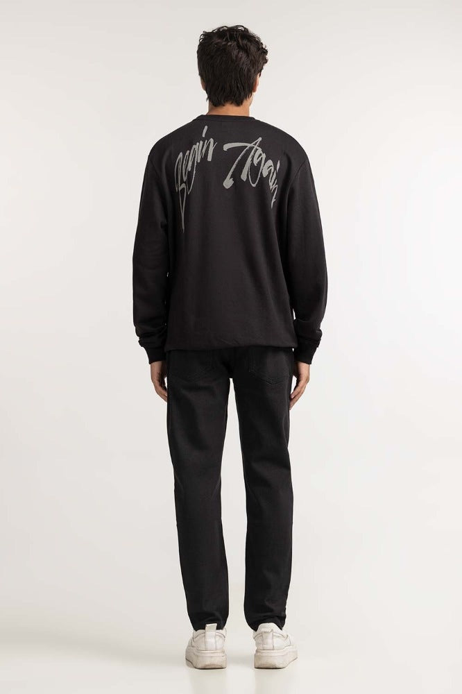 Black Textured Fashion Sweatshirt MN-SWS-WS23-013