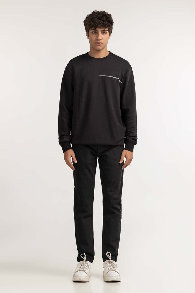 Black Textured Fashion Sweatshirt MN-SWS-WS23-013