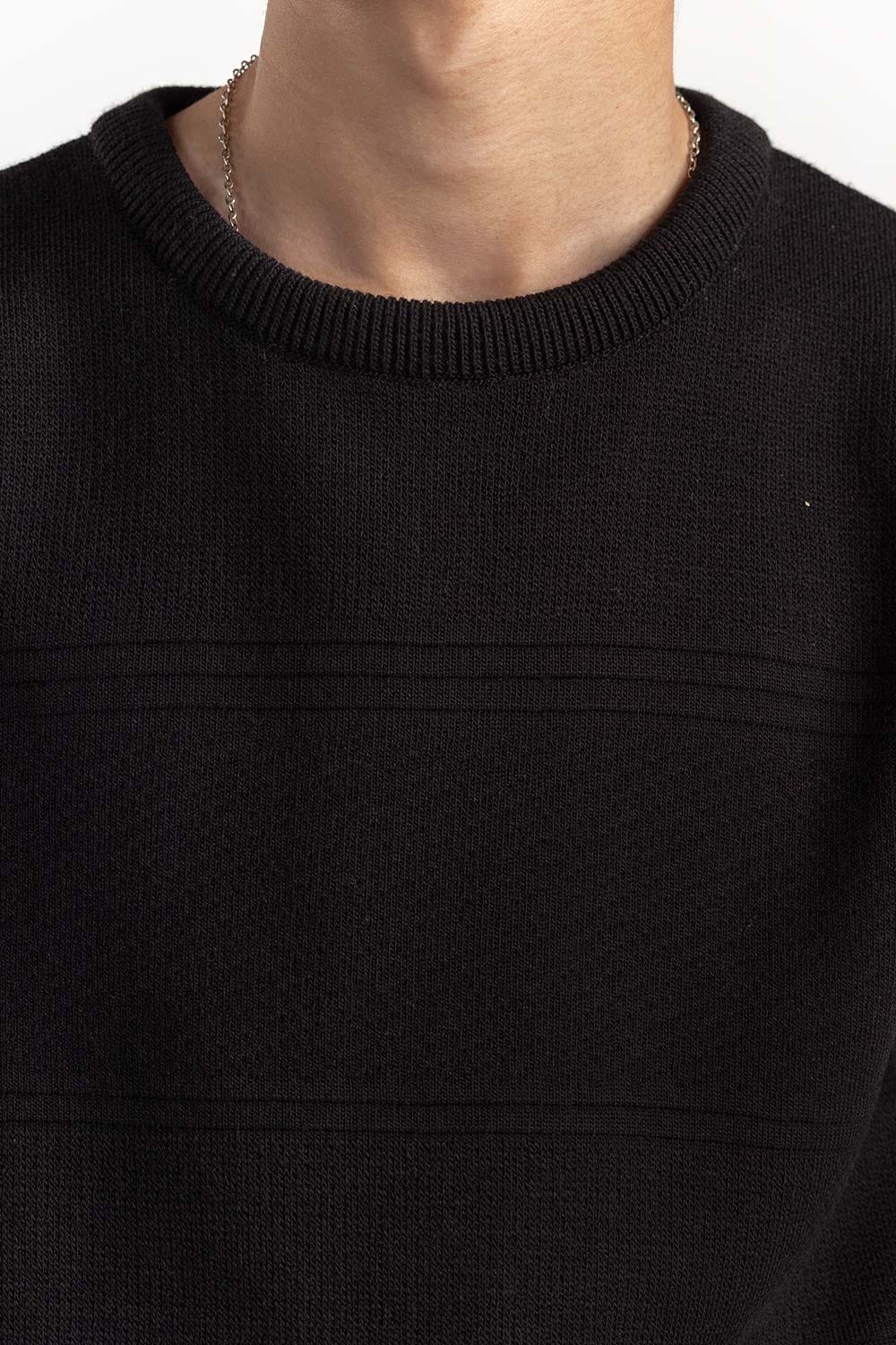 Black Textured Sweater 224-111-078