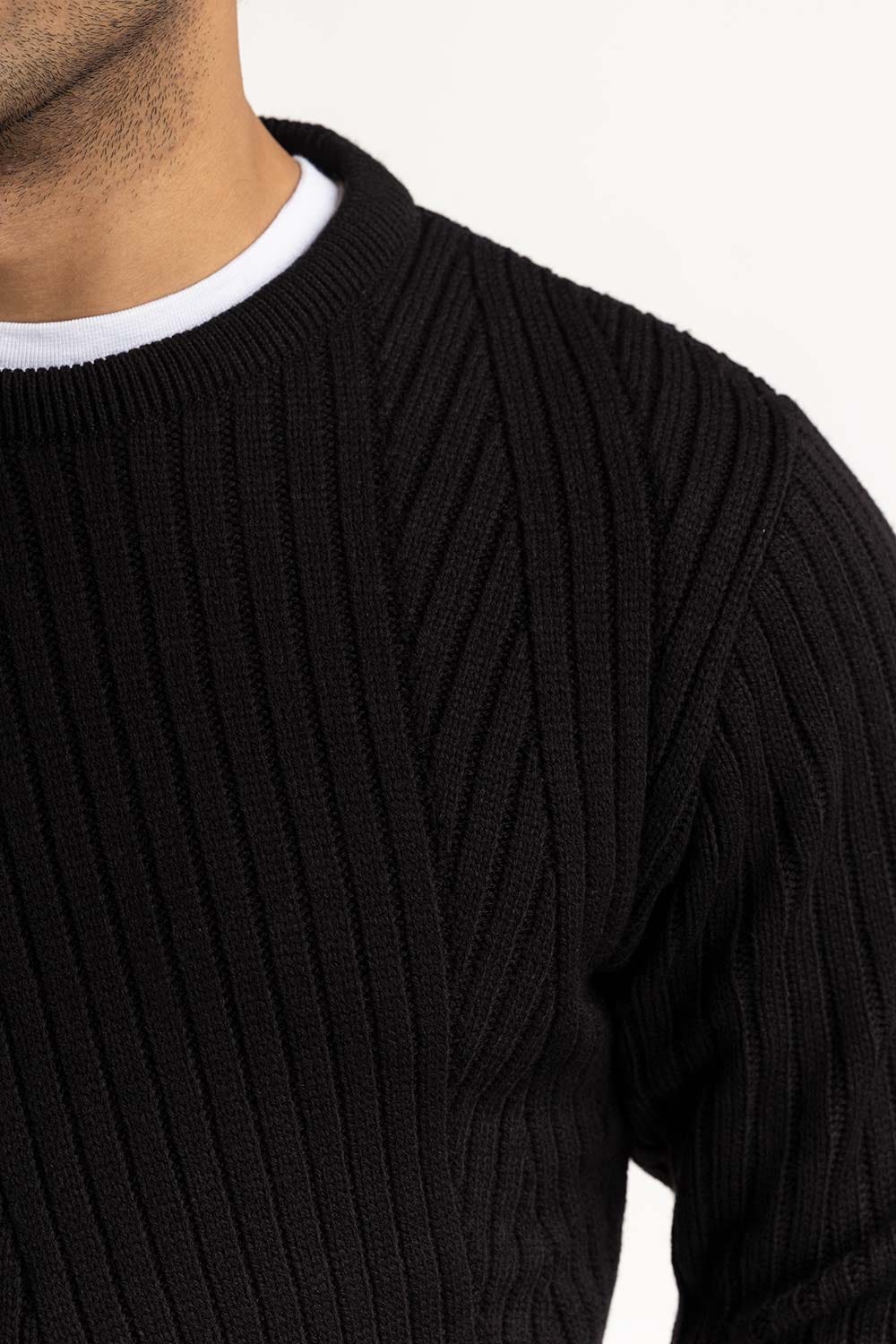 Black textured Sweater SWT-FFSHL22-121