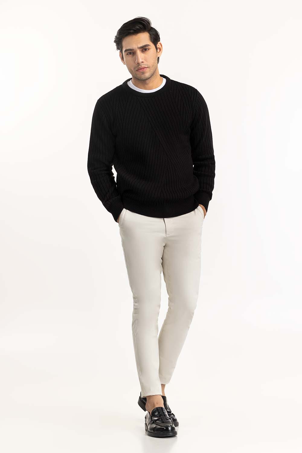 Black textured Sweater SWT-FFSHL22-121