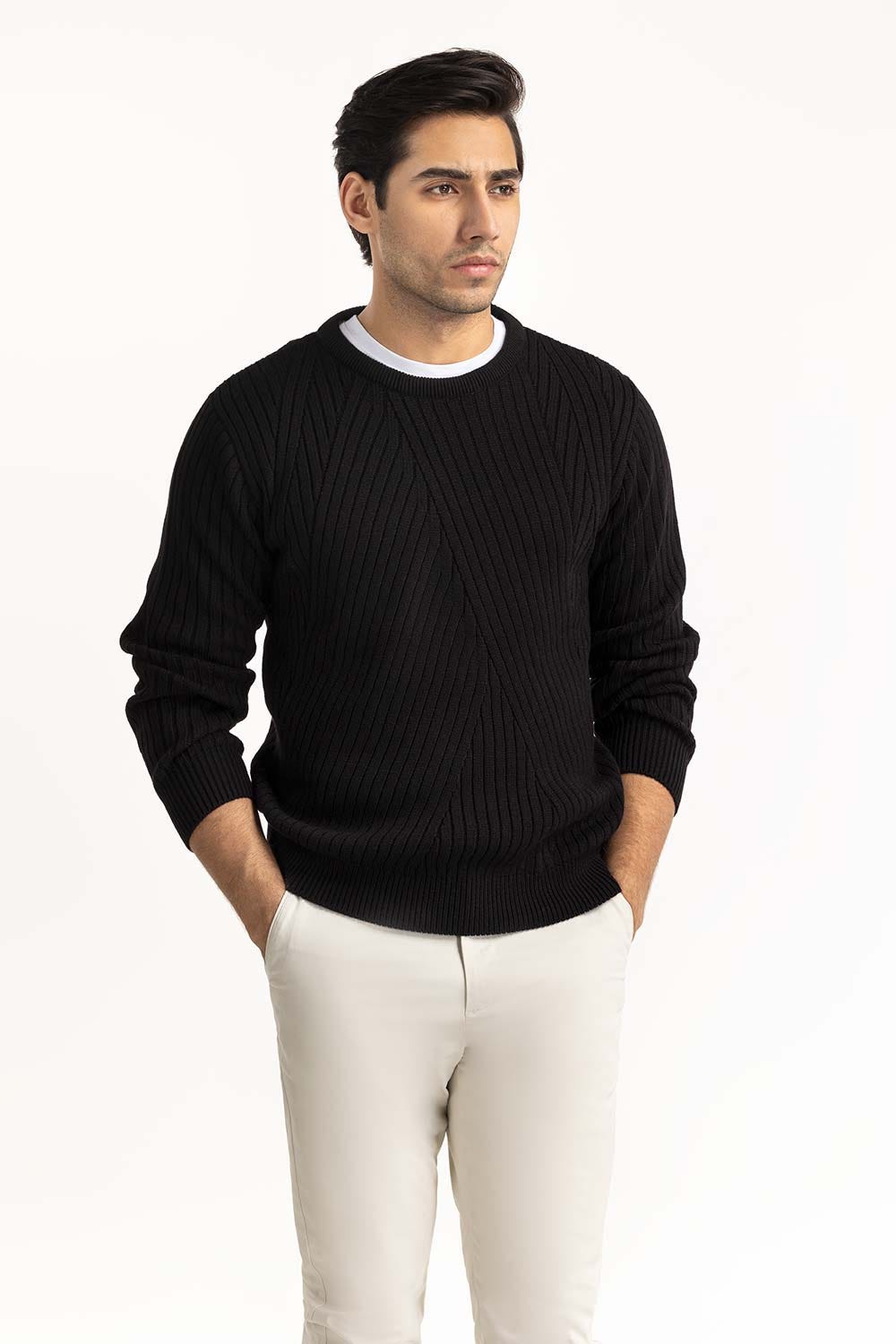 Black textured Sweater SWT-FFSHL22-121