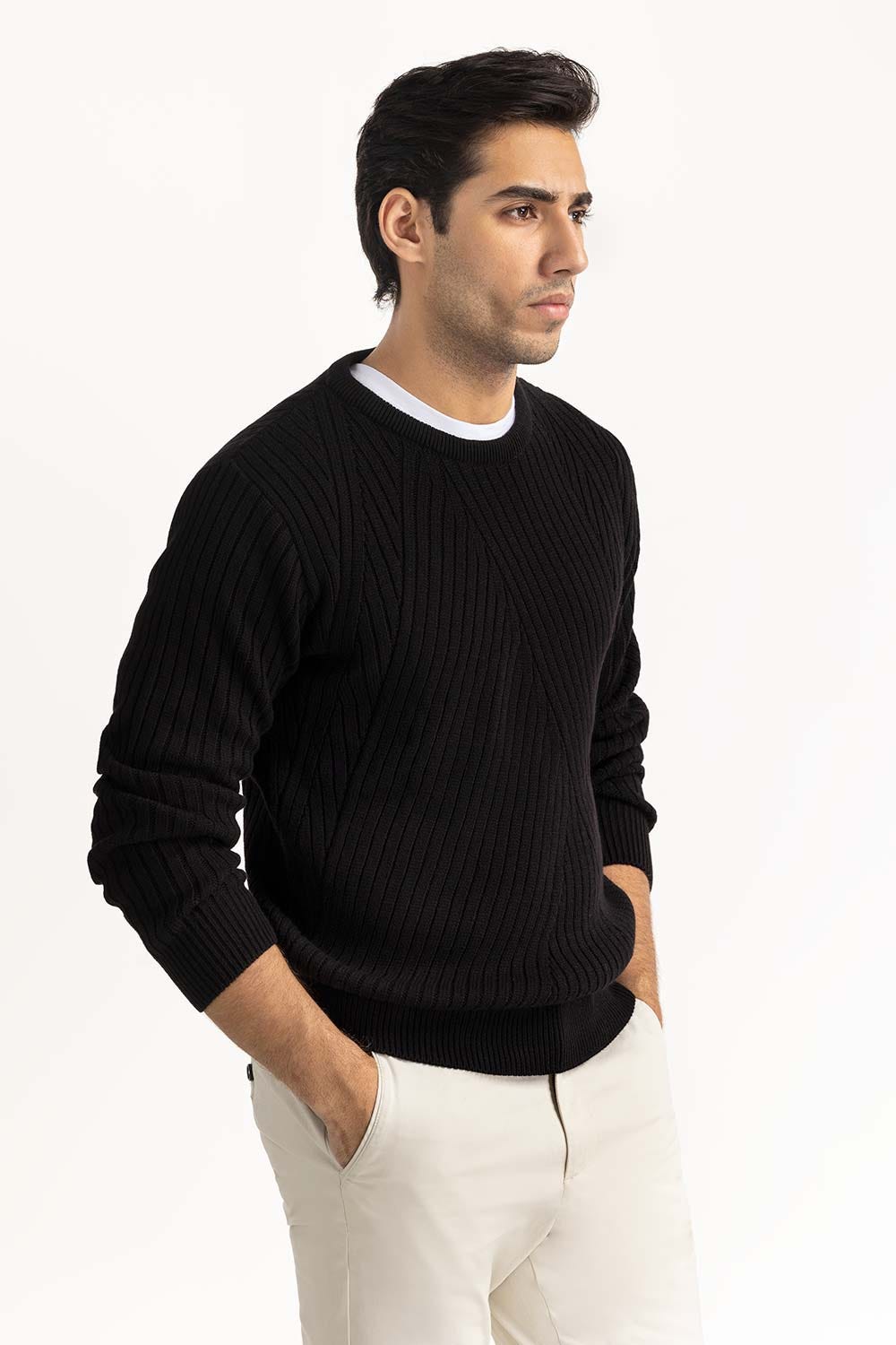 Black textured Sweater SWT-FFSHL22-121