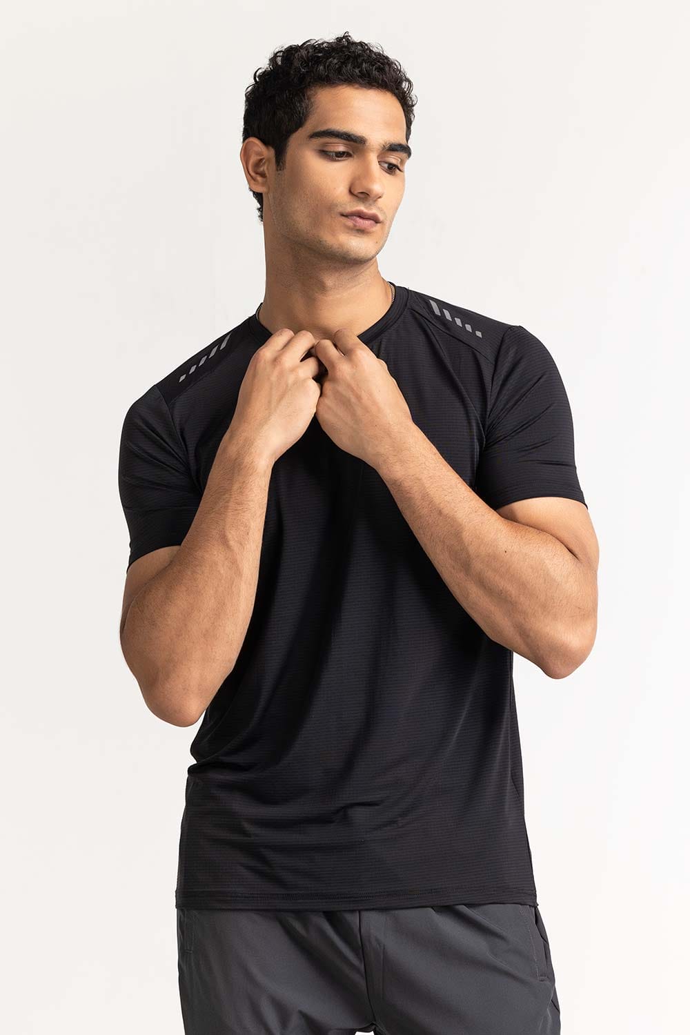 Black Textured Tee AW-TS24-004