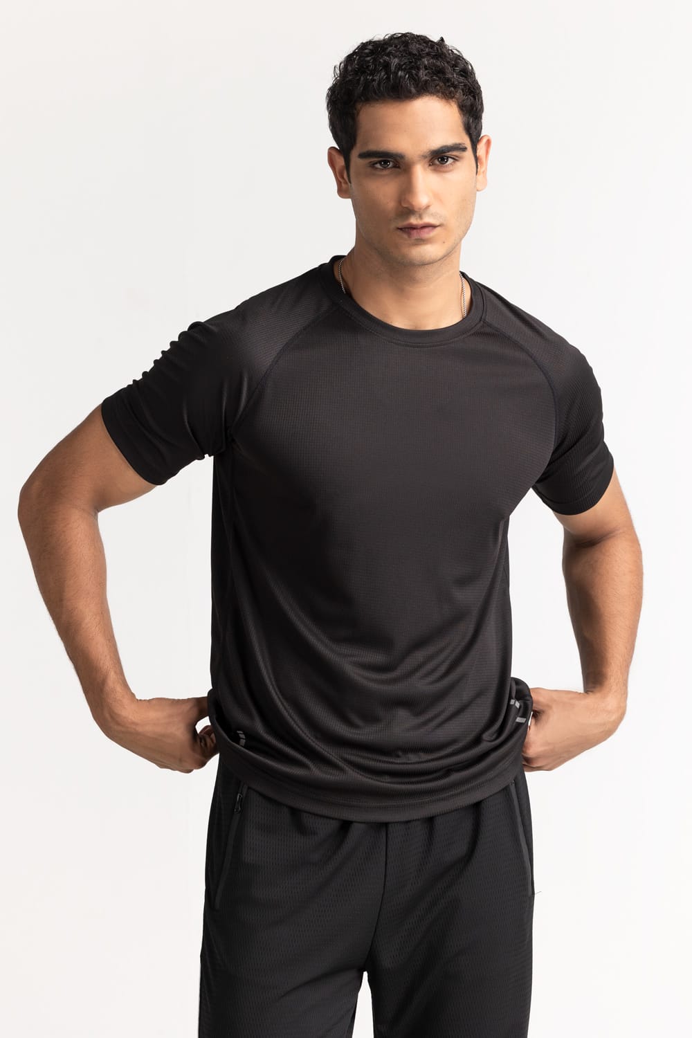 Black Textured Tee AW-TS24-013