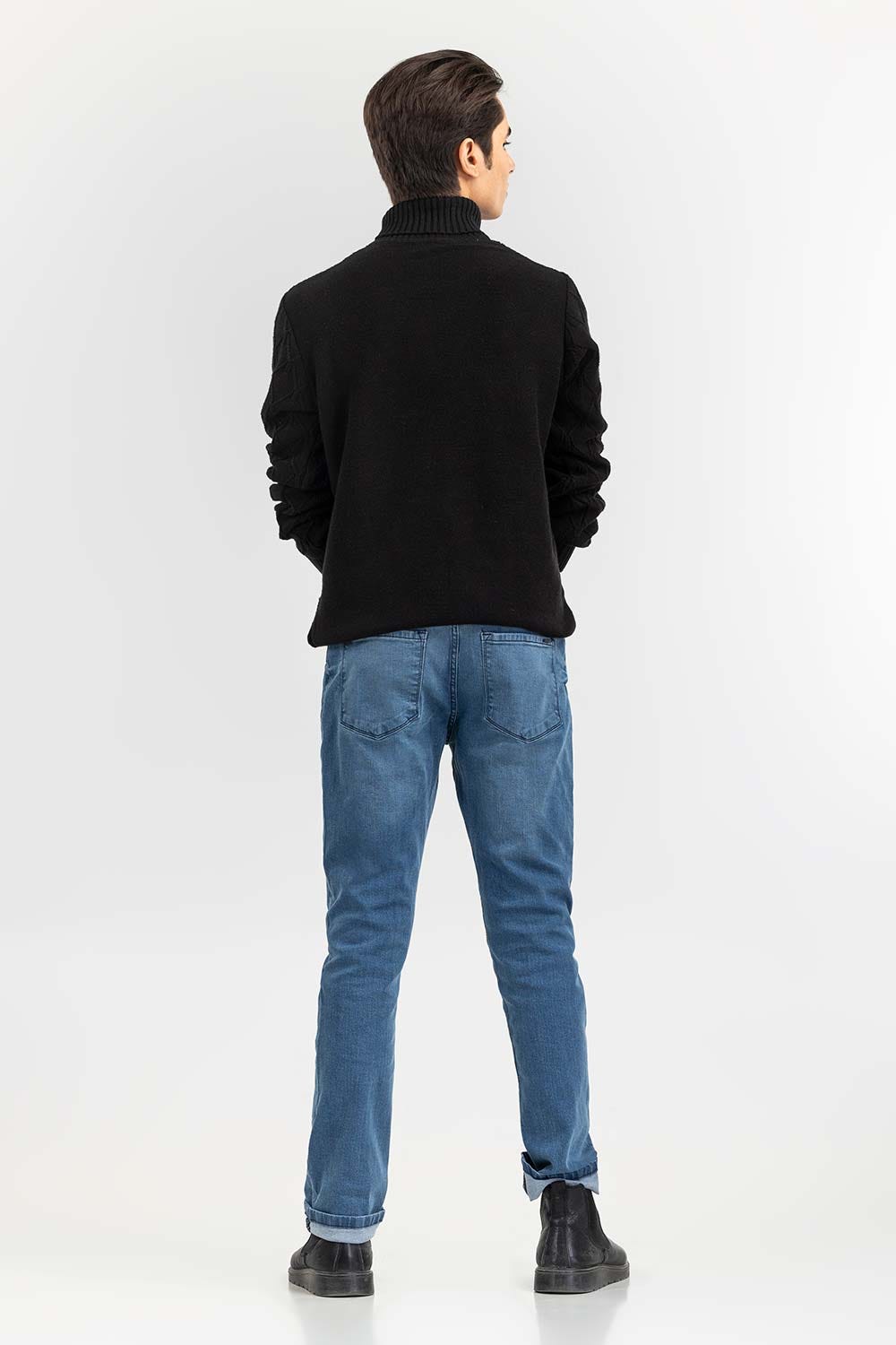 Black Textured Turtle Neck Sweater SWT-FFSTN22-189