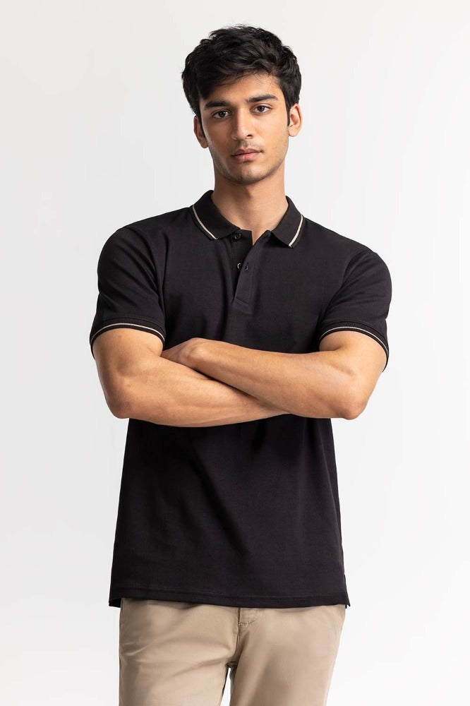 Black Tipped Polo PS-FSHN24-042