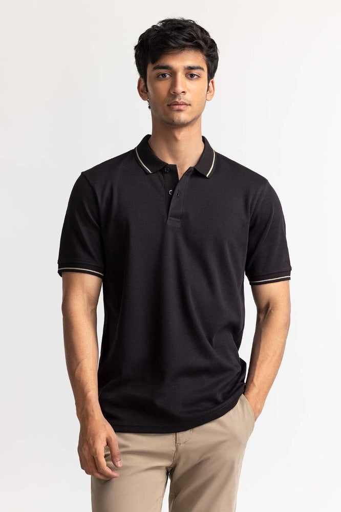 Black Tipped Polo PS-FSHN24-042
