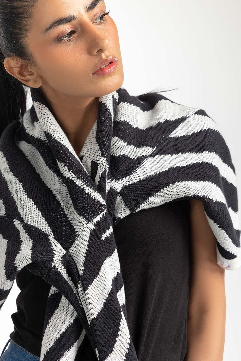 Black White Abstract Cardigan 224-211-065