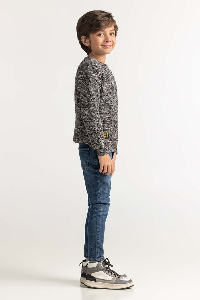 Black White Basic Sweater TB-SWT-WS23-034