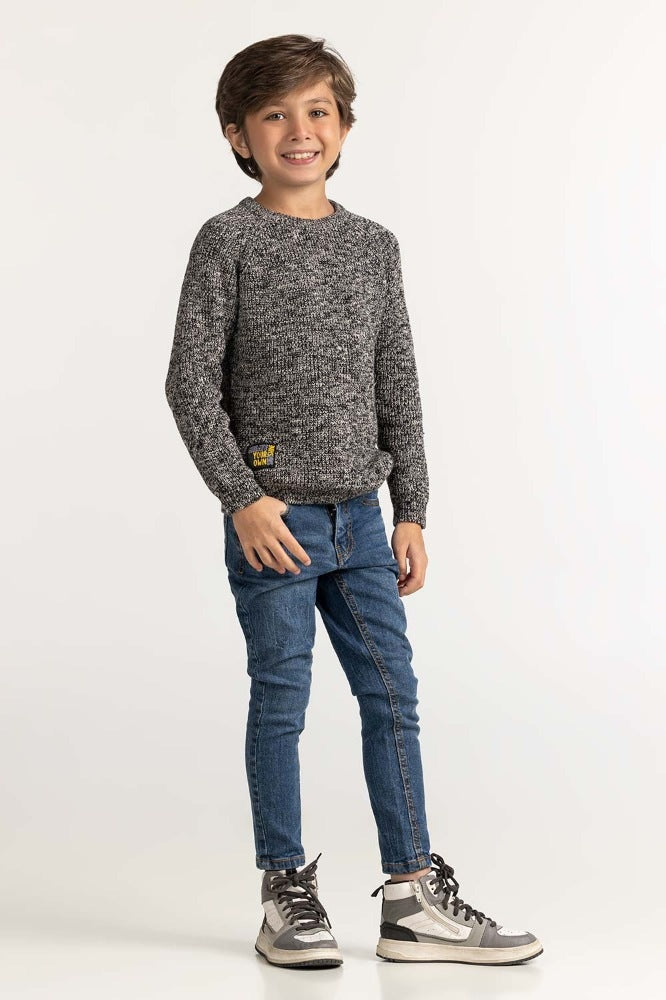 Black White Basic Sweater TB-SWT-WS23-034