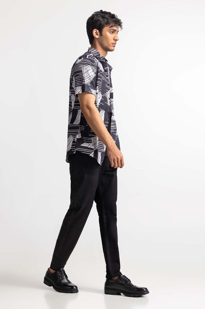 Black White Digital Printed Casual Shirt MN-CS-PD23-005