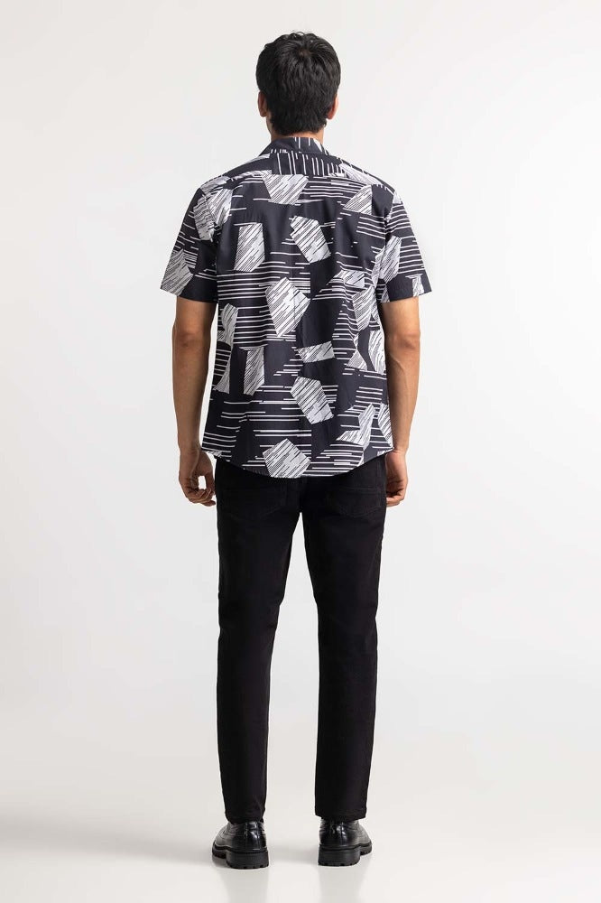 Black White Digital Printed Casual Shirt MN-CS-PD23-005