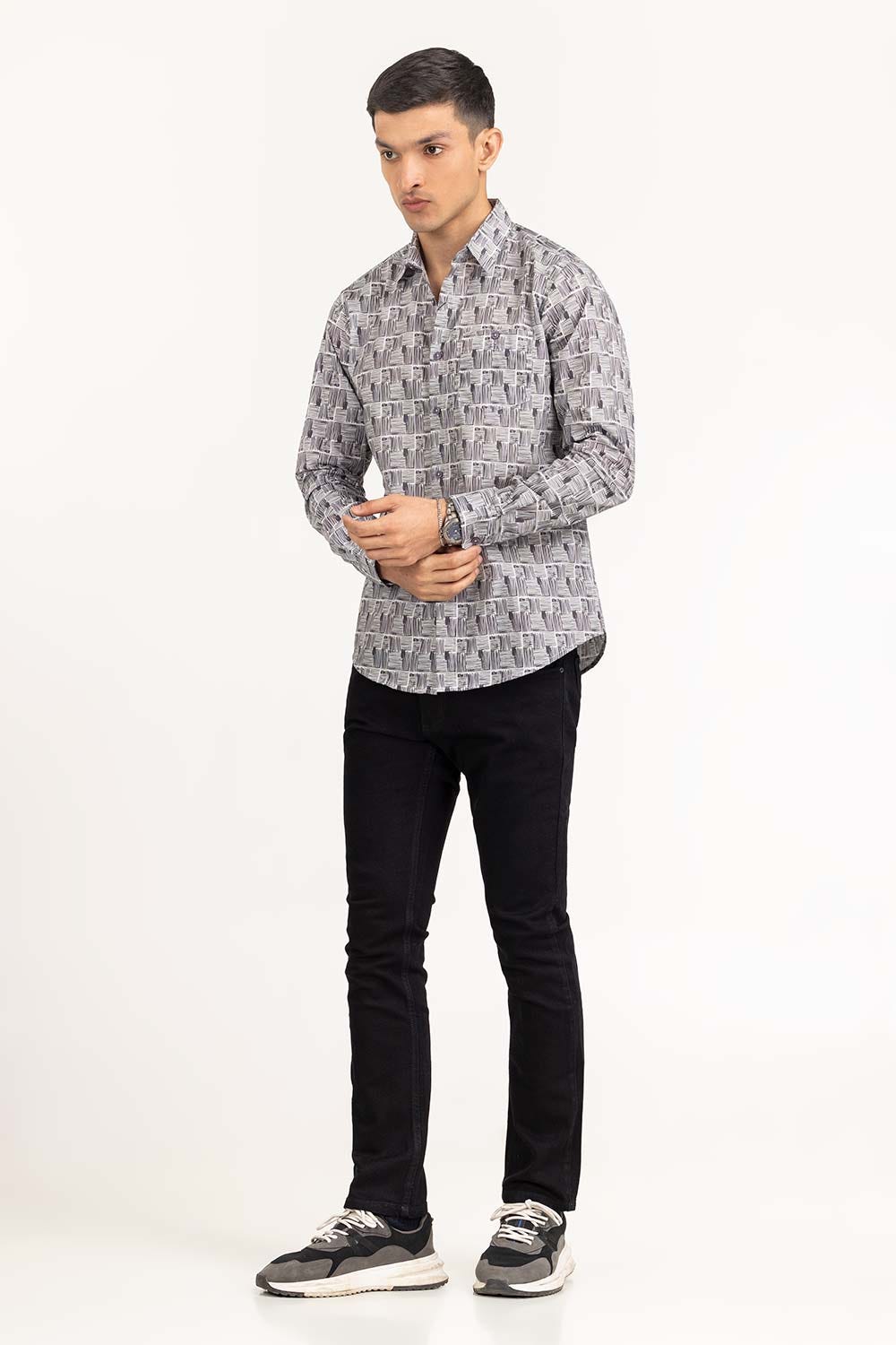 Black White Printed Casual Shirt CS-PRT22-005