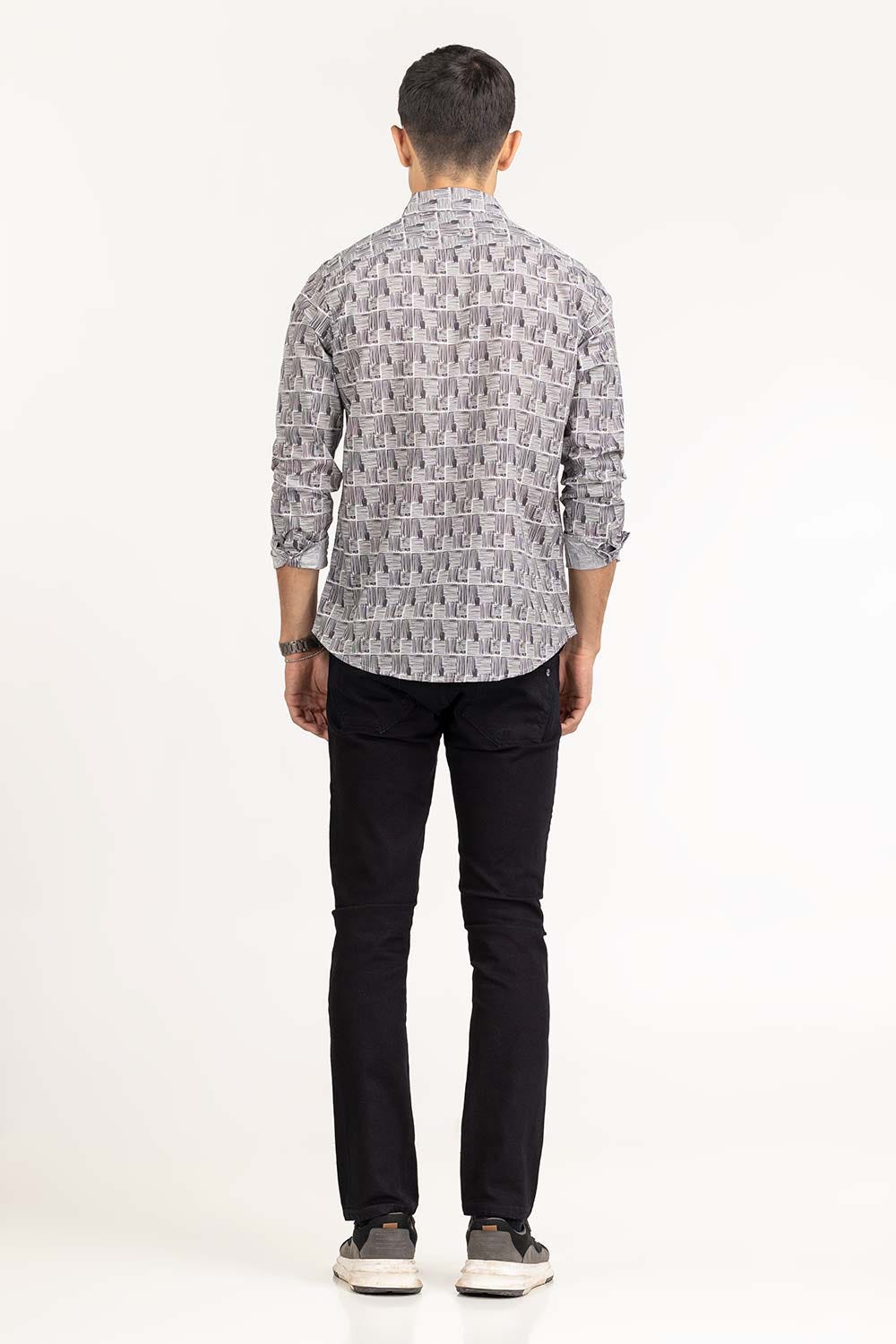 Black White Printed Casual Shirt CS-PRT22-005