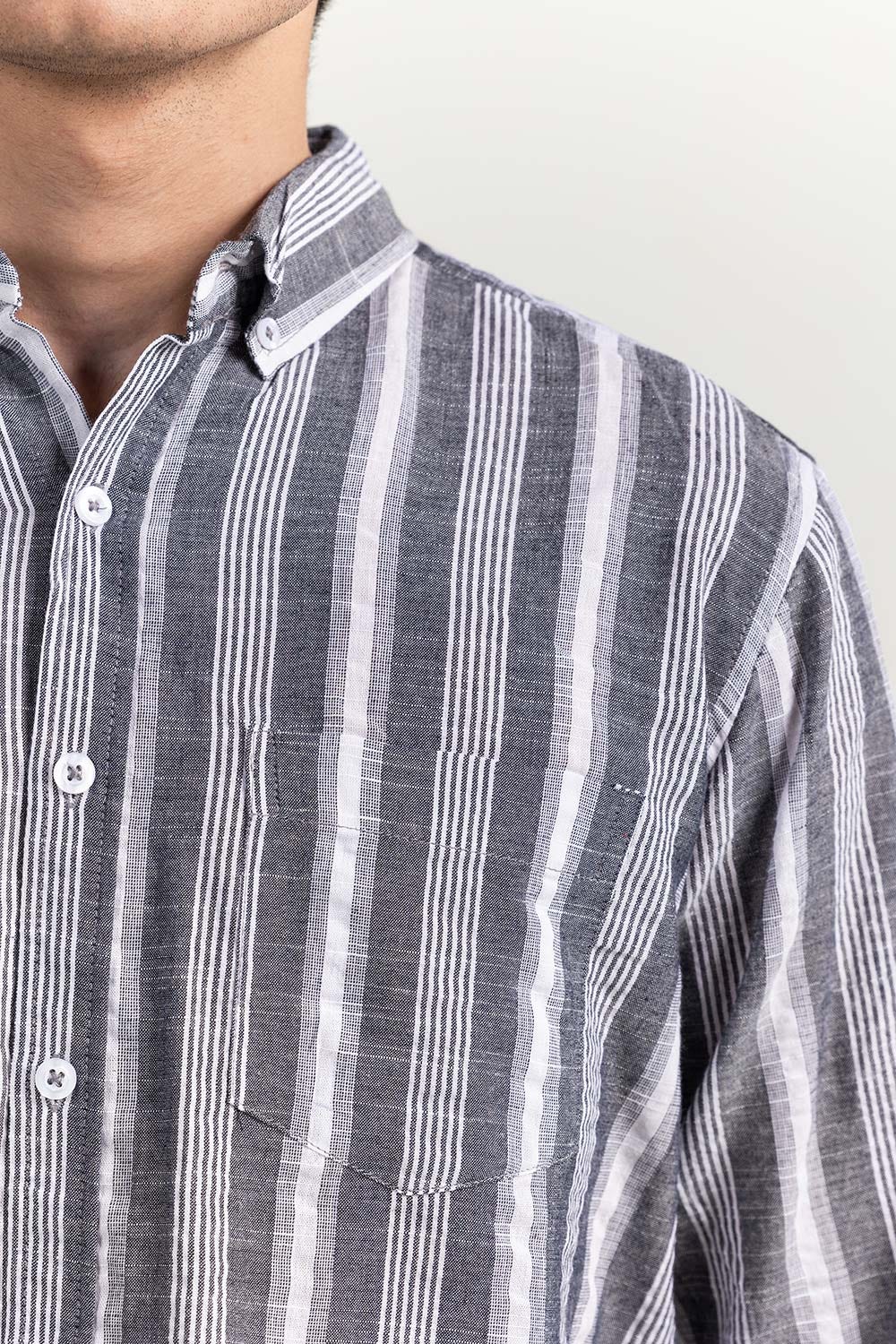 Black White Striped Casual Shirt CM-YD-2963 CS