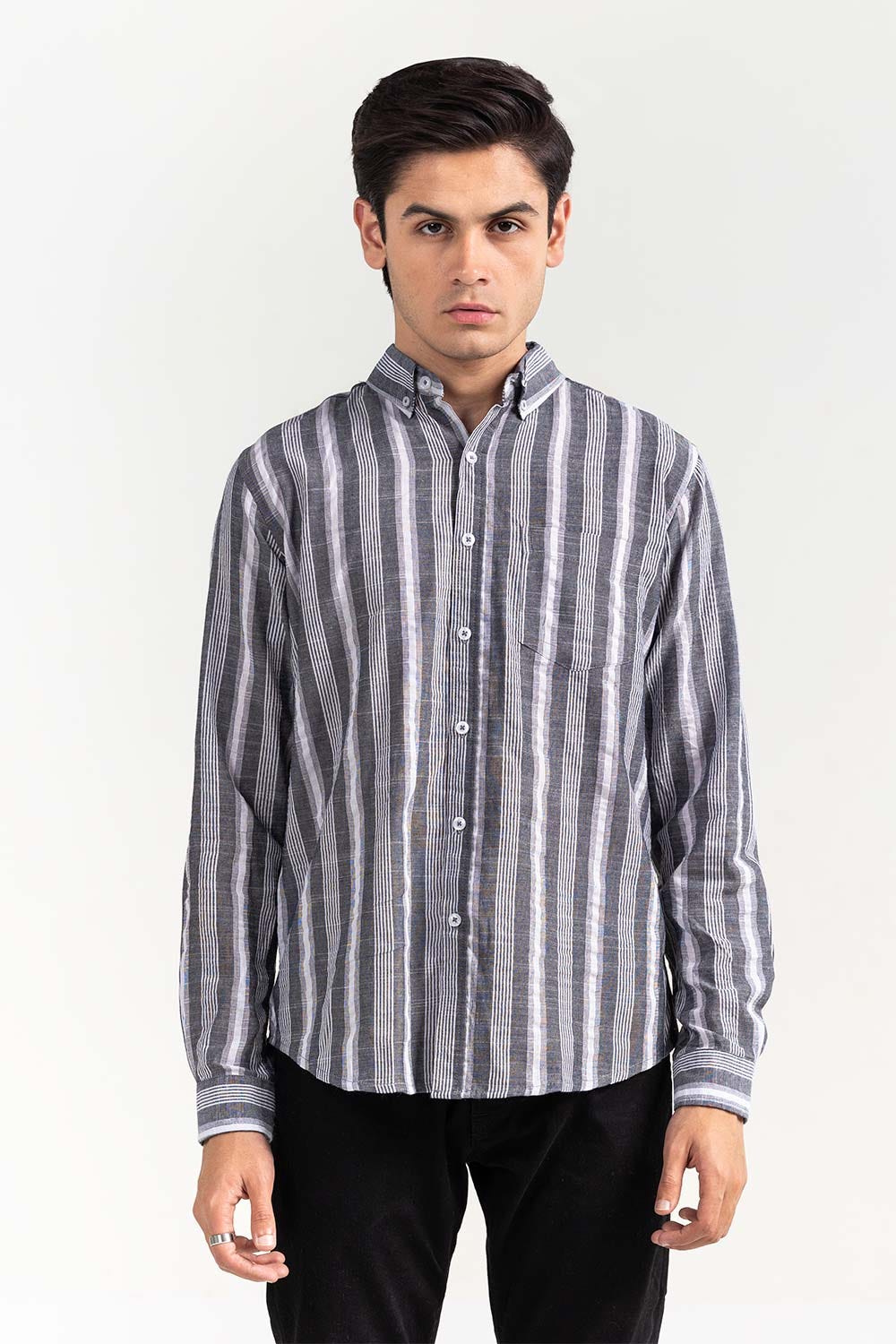 Black White Striped Casual Shirt CM-YD-2963 CS