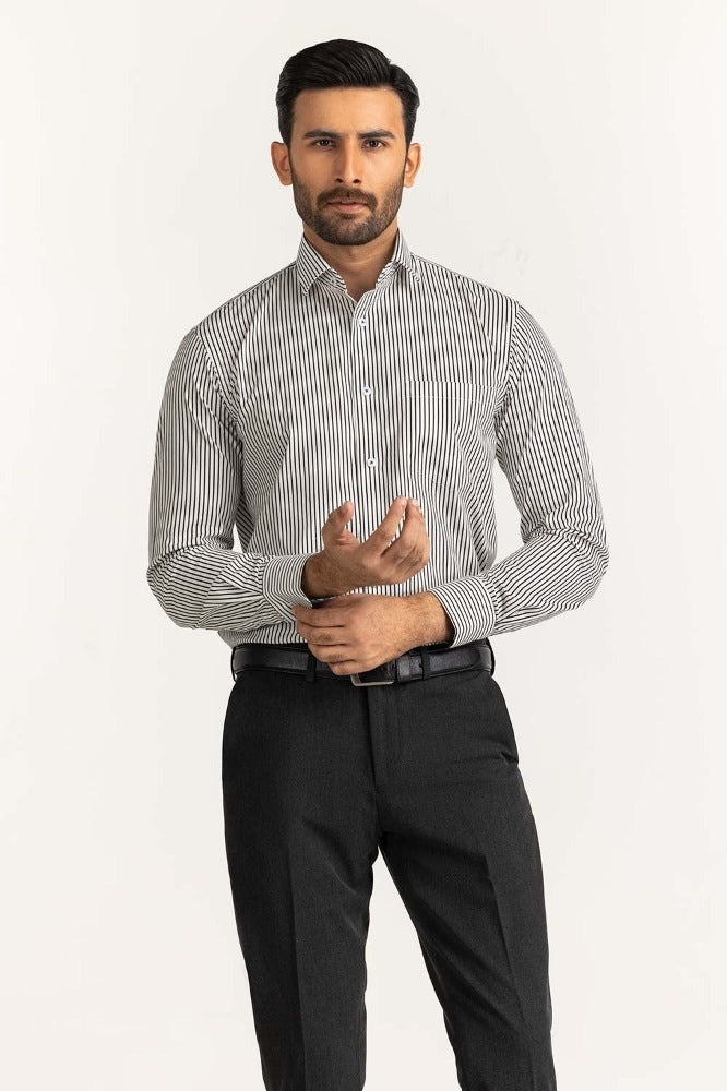 Black White Stripe Formal Shirt MN-FS-PD24-036