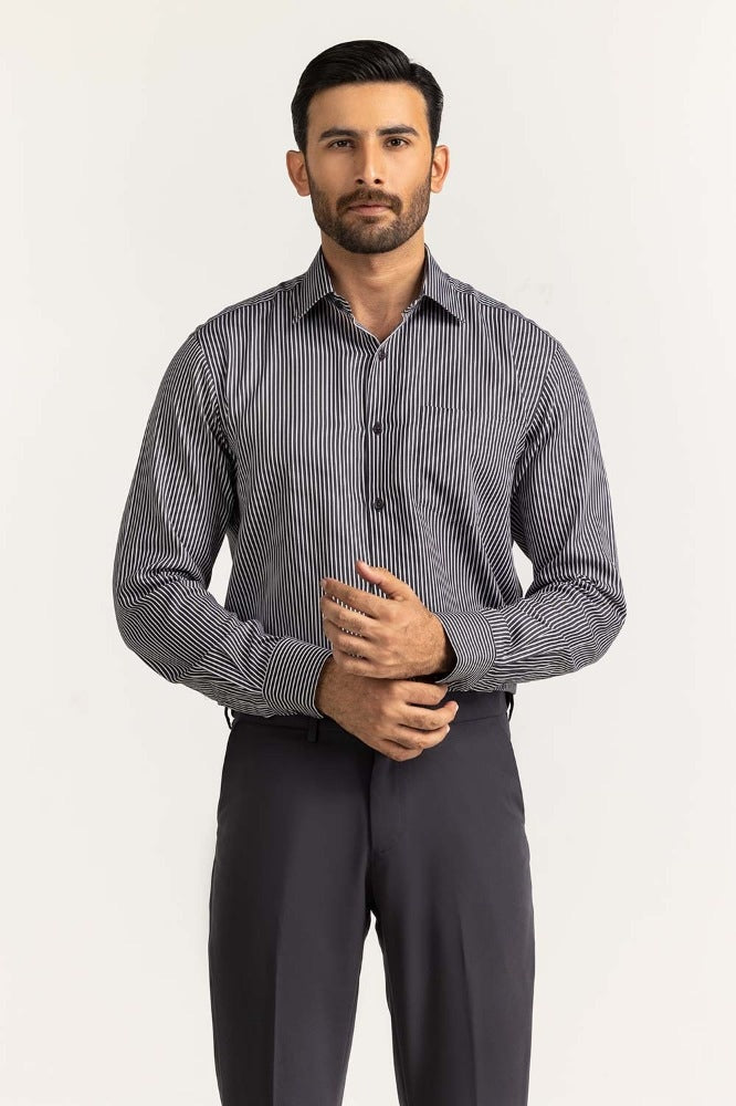 Black White Stripe Formal Shirt MN-FS-YD24-047