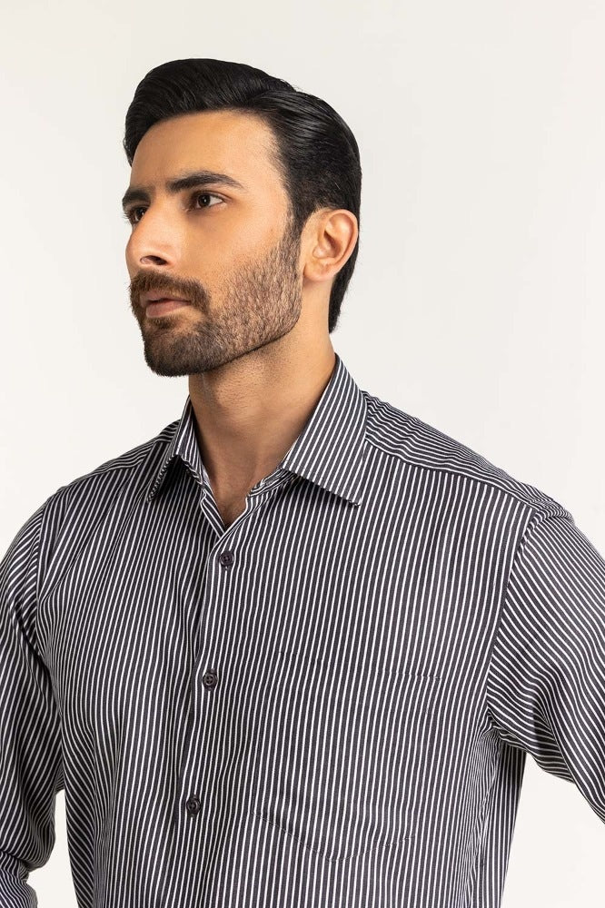 Black White Stripe Formal Shirt MN-FS-YD24-047