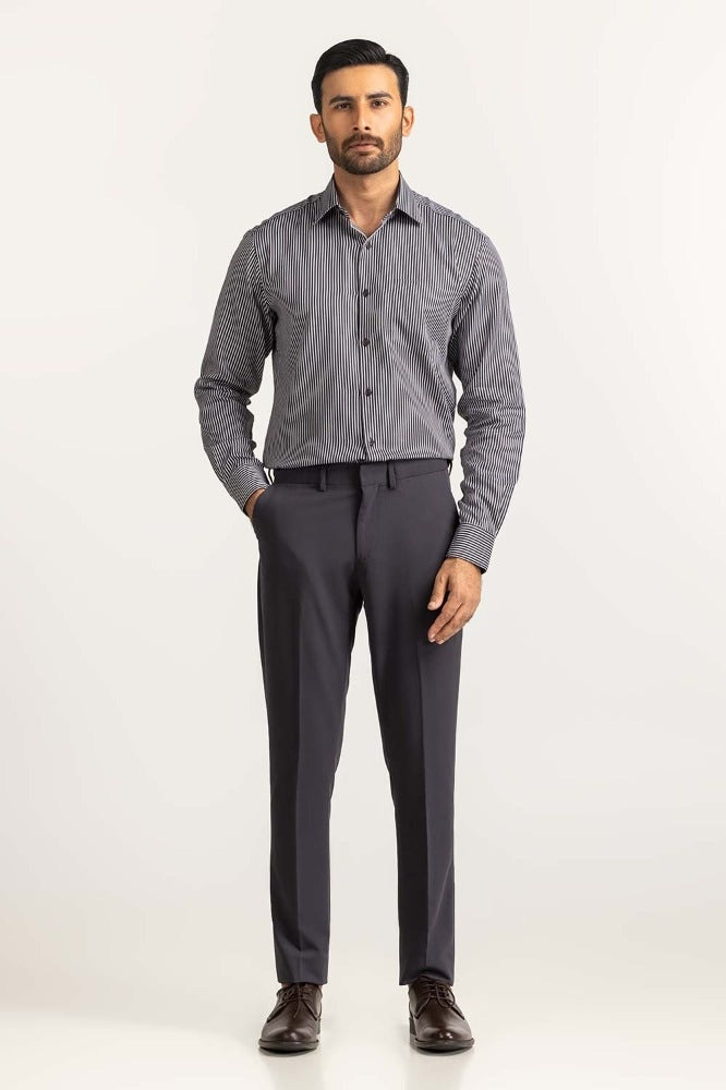 Black White Stripe Formal Shirt MN-FS-YD24-047