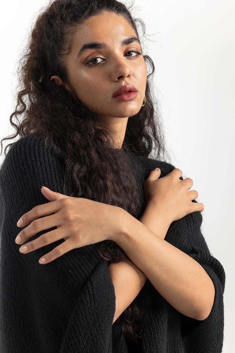 Black Knit Cape 224-211-056