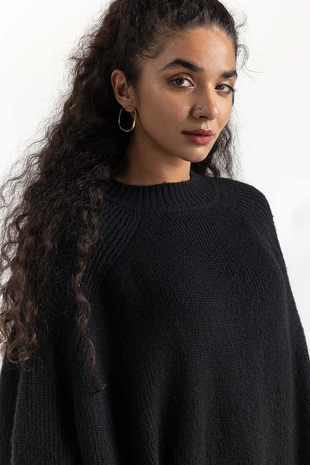 Black Knit Cape 224-211-056