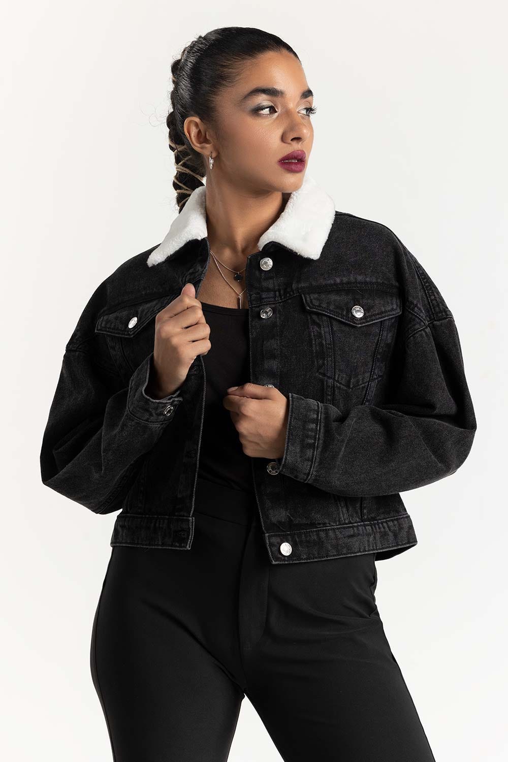 Black Denim Jacket 224-210-031