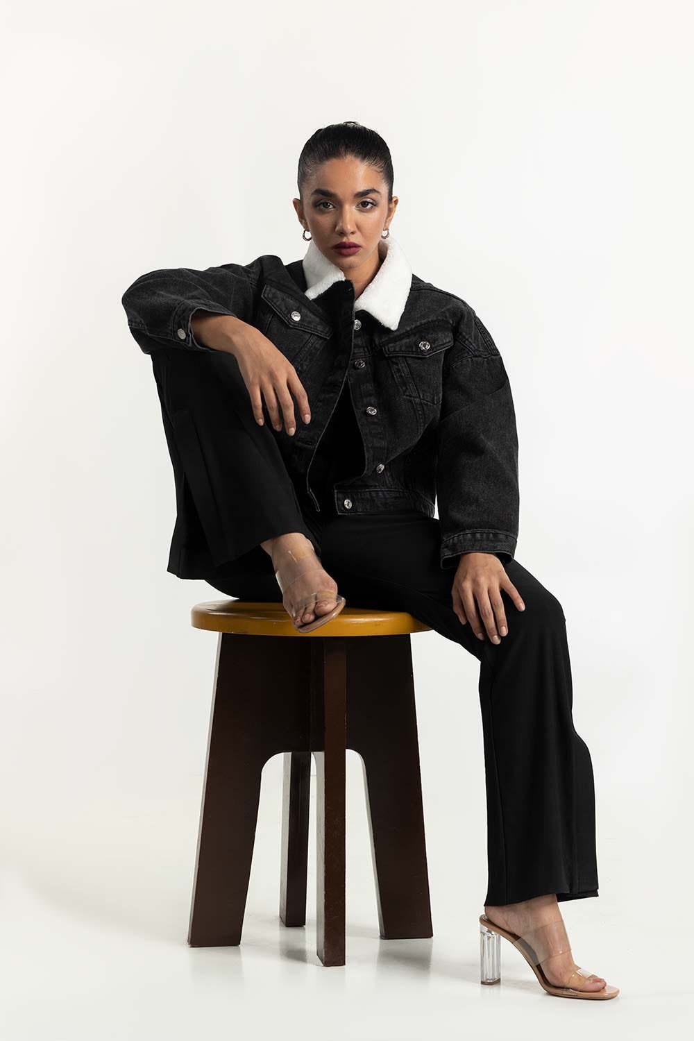 Black Denim Jacket 224-210-031