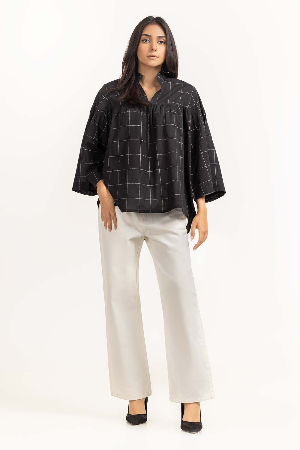 Black Woven Blouse 231-217-001