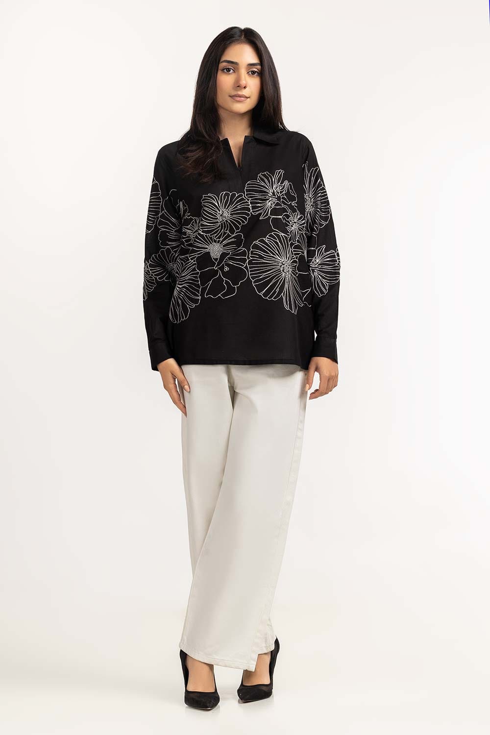 Black Woven Blouse 231-217-009