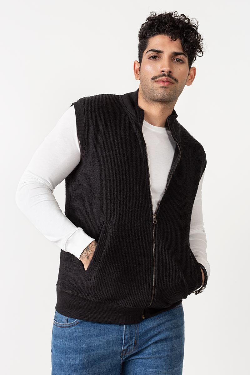 Black Zipper Vest - JKT-MNV-D22-01