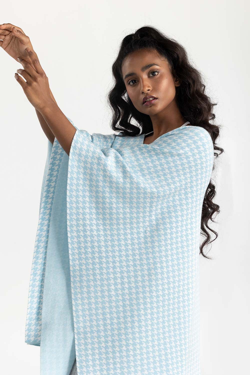 Blue And White Cape Shawl 224-211-089