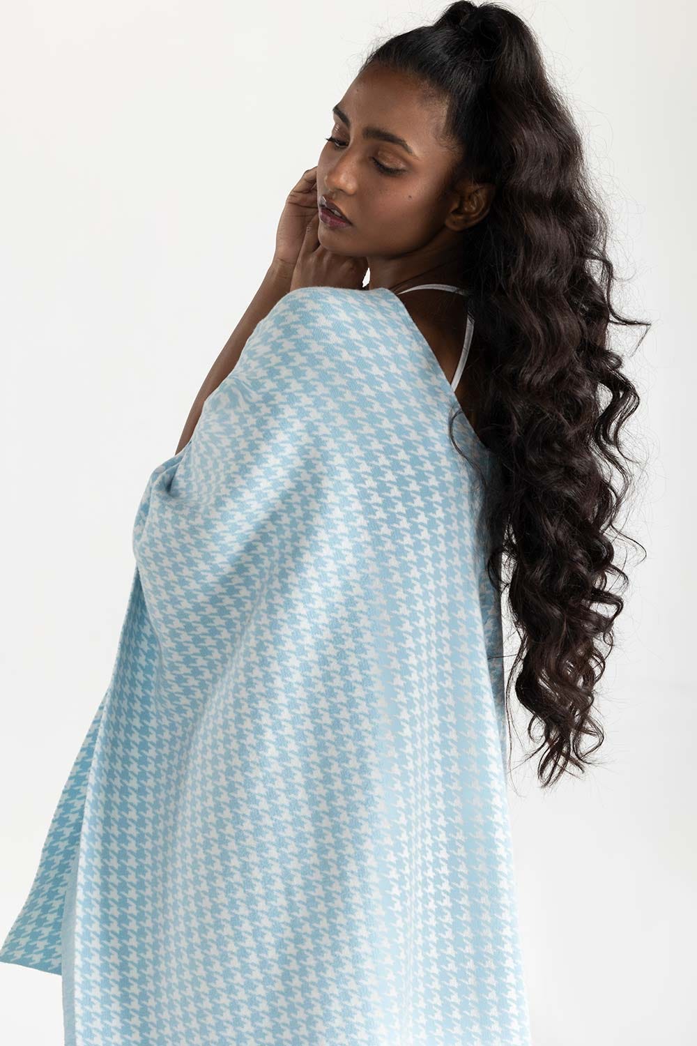 Blue And White Cape Shawl 224-211-089